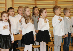 Na zdjęciu uczniowie klasy 1a podczas uroczystości pasowania.