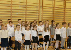 Na zdjęciu uczniowie klasy 1a podczas uroczystości pasowania.