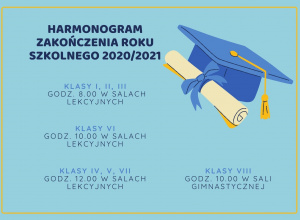 Harmonogram zakończenia roku szkolnego 2020/2021